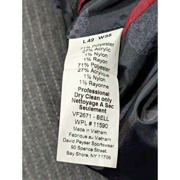 Vince Camuto Men's Bell 2-Piece Suit Light Gray Striped Size 42L/W35 (MSRP $150) - Picture 5 of 8